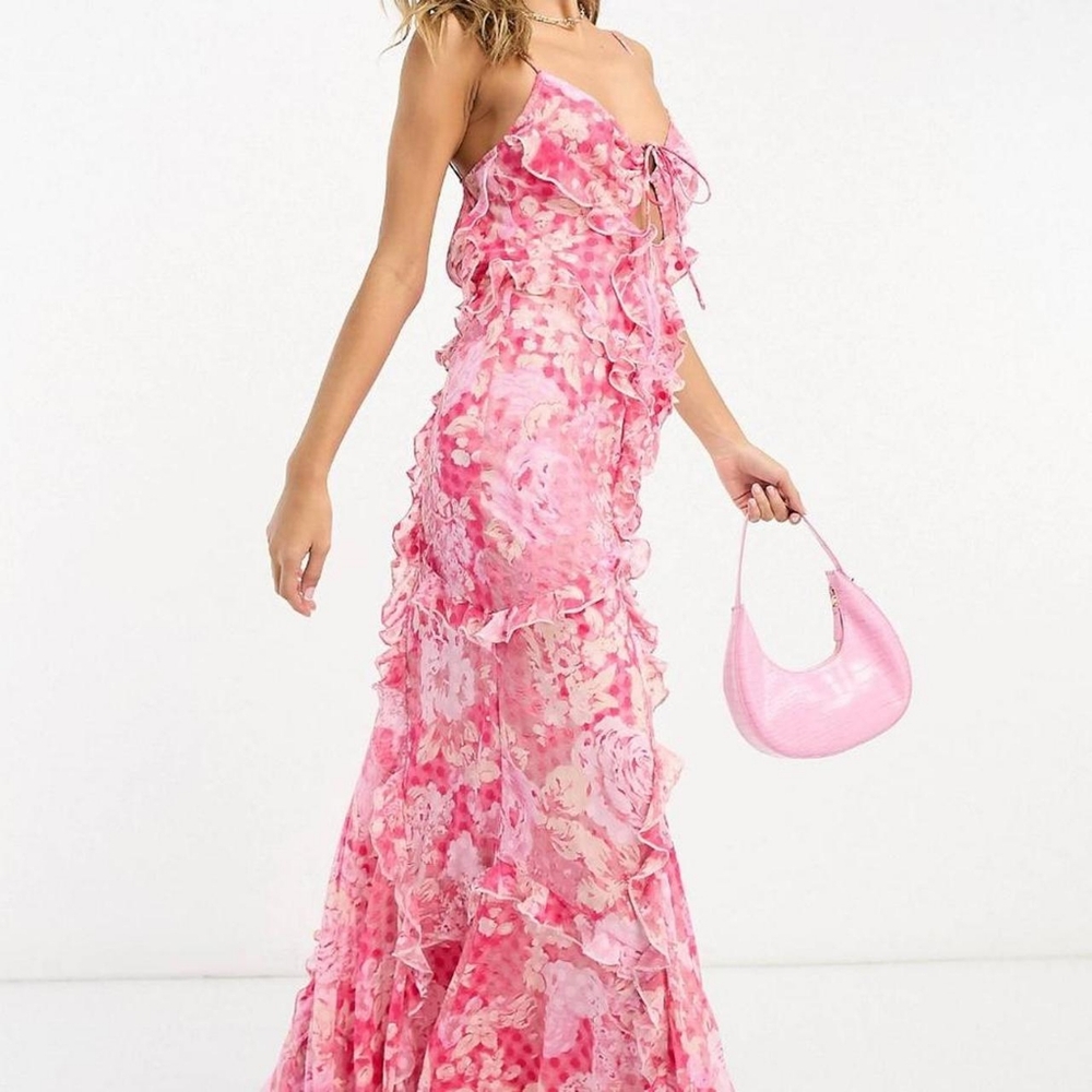 ASOS Design Pink Ruffle Dress